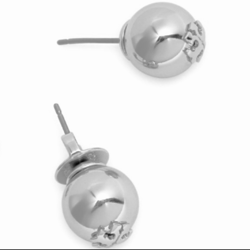 Tory Burch silver logo pearl earrings - Picture 2 of 5